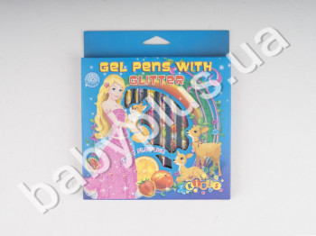 Набір гелевих ручок в картонній коробці з глітером 12 кольорів KIDIS PRINCESS WORD