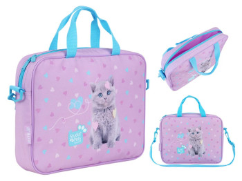 Сумка школьная текстильная для А4 Kite Studio Pets, 27x34x7 см, на молнии, Kite