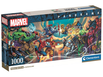 Пазлы Панорама Marvel Супербой героев против злодеев Clementoni, 1000 элементов