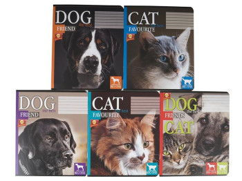 Зошит 18 аркушів клітинка (тверда) Cat dog 5к (ціна за упаковку 20 шт,)
