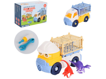 Конструктор на шурупах Машинка 16 см 833, з інструментами та динозаврами, BabyToys