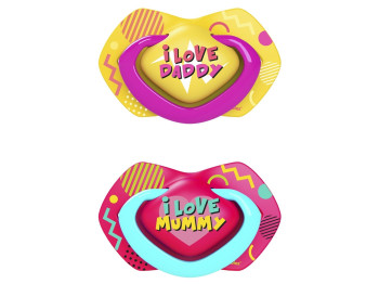 Пустушка силіконова симетрична NEON LOVE 18+ міс 2 шт, 22/654_pin, Canpol Babies