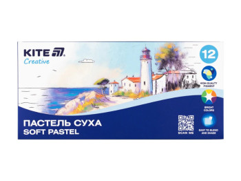 Пастель сухая Creative K-201-12, 12 цветов, квадратная форма, Kite