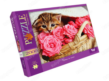 Пазлы Kitten in roses, 2000 элементов 66x94 см, Danko Toys