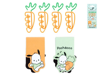 Набор магнитных закладок с фигурными скрепками Pochacco, 2 закладки + 4 скрепки, Kite