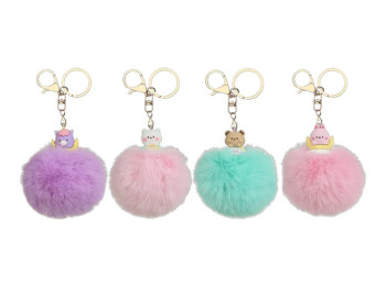Брелок-помпон из меха PomPom Angel Pet, около 8 см, с фигуркой, 4 вида (цена за 1шт) ZiBi