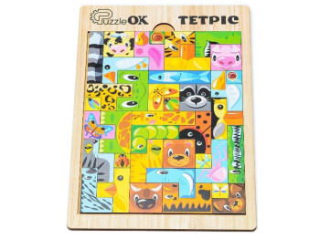 Пазл дерев’яний тетріс тварини, 29 см, навчальний, PuzzleOK
