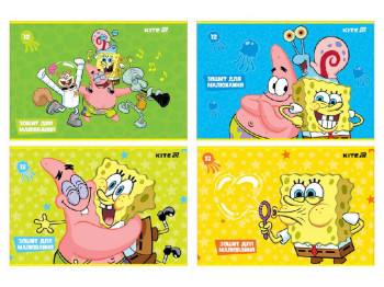 Тетрадь для рисования на 12 листов, SpongeBob SquarePants, упаковка 20шт (цена за 1шт)