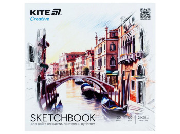Скетчбук для работ карандашами Kite Creative K-1279, 21х21 см, 30 листов