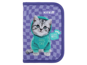 Пенал с наполнением на 1 отделение с 2 отворотами, Studio Pets, Kite