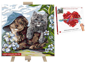 Набор для творчества Картина по номерам Кот и собака 40X40 см, Danko Toys
