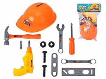 Набор инструментов игровой Repair Tool с каской и шуруповертом