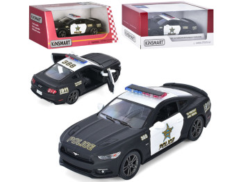 Машинка металлическая инерционная Ford Mustang GT Police 2015 Kinsmart KT5386WP, открывающаяся дверь