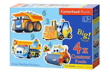 Пазлы Забавные машинки, 3,4,6 и 9 элементов, Castorland
