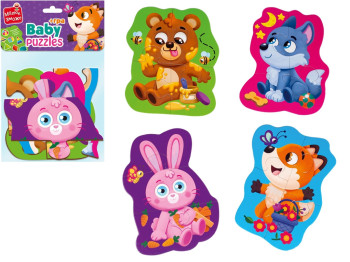 Пазлы макси картонные с игрой Малыш Сможет Лесные звери, Vladi Toys