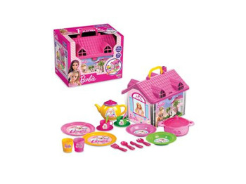 Чайный набор с домиком 19 предметов Barbie 27х22х21 см, Dede