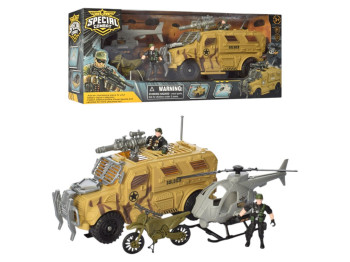 Игровой набор военной техники, бронемашина, вертолет, фигурки