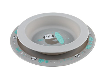 Набор посуды из 2х элементов EXOTIC ANIMALS серый. Canpol Babies 56/523_grey