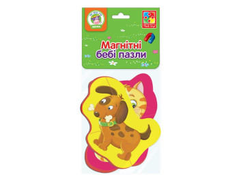 Магнитные беби пазлы, Котенок и щенок, 3-4 элемента, Vladi Toys