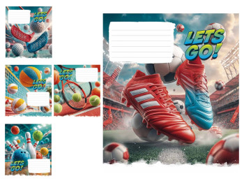Зошит у клітинку Let’s Go! 024-3678K, 24 аркуші, ВД-лак, 5 видів (ціна за 1шт), Школярик