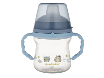 Кружка тренувальна з силіконовим носиком FirstCup 150 мл BONJOUR PARIS - блакитна. Canpol Babies 56/