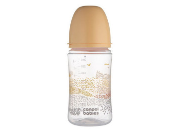 Пляшка антиколікова з широким отвором 240 мл Easystart MOUNTAINS - бежева. Canpol Babies 35/243_bei