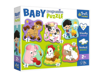 Пазли Baby Progressive 6в1, Тваринки на фермі, Trefl