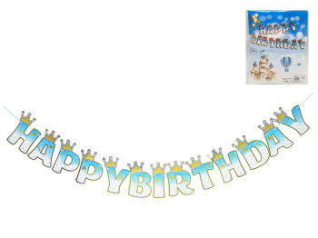 Растяжка Happy Birthday Корона, 19×12,5 см 10257