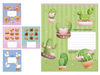 Зошит у лінію Cactus Mood, 12 аркушів, 5 видів (ціна за 1шт), Школярик