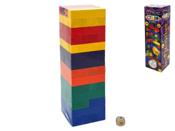 Настільна гра баланс Extreme Color Tower, 27.5 см, з кубиком, Danko Toys