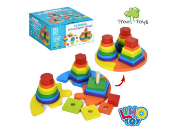 Іграшка дерев’яна пірамідка-пазл MD 1379 Геометрика 17 см, Tree Toys
