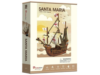 3D пазл конструктор Santa Maria корабль, 32 см, объемная модель, Cubic Fun