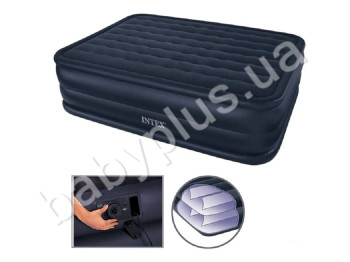 Велюр кровать синяя со встроенным электронасосом 220В Intex 66718