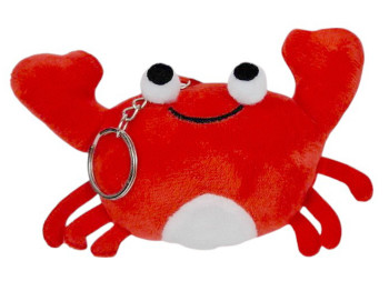 Мягкая игрушка брелок краб, 12 см, с кольцом для ключей
