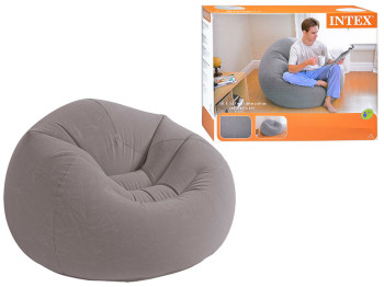 Надувное кресло Intex 68579, ПВХ с велюровым покрытием, 107×104×69см, цвет серый