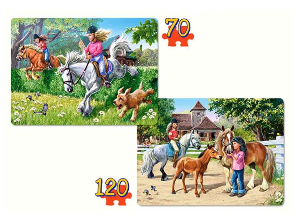 Пазлы Верховая езда, 2х Puzzle, 70, 135 элементов, Castorland B-021062