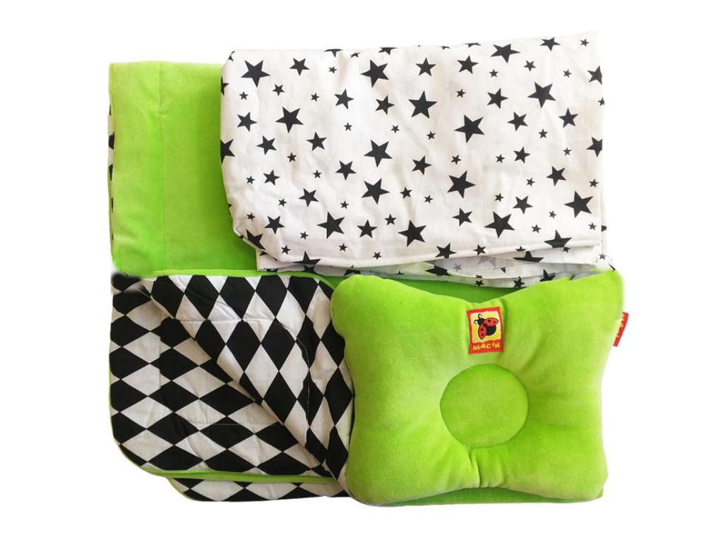 Текстильний набір зелений Bed Set Newborn, подушка, ковдра, простирадло. Macik MC 110512-08