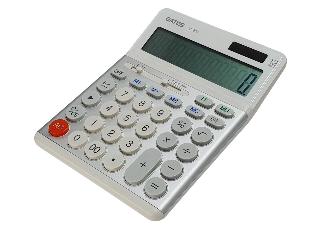 Калькулятор настольный пластиковый с алюминиевой панелью для офиса