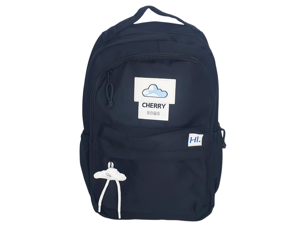 Рюкзак школьный с молнией Cherry Bomb с нашивками и подвеской, микс цветов