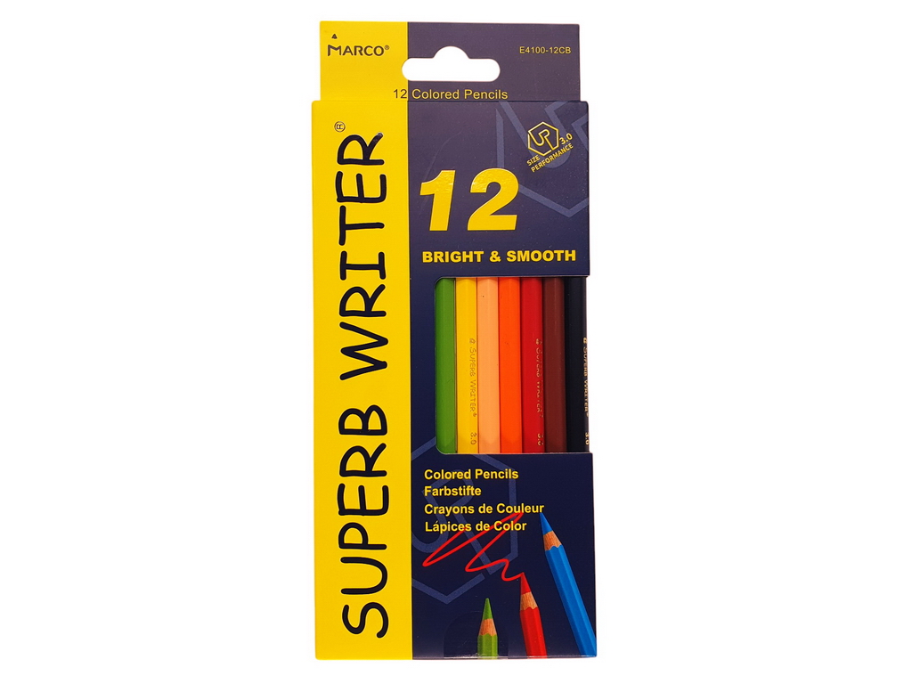 Набір кольорових олівців 12 кольорів в картонній коробц Superb Writerі. Marco 4100-12