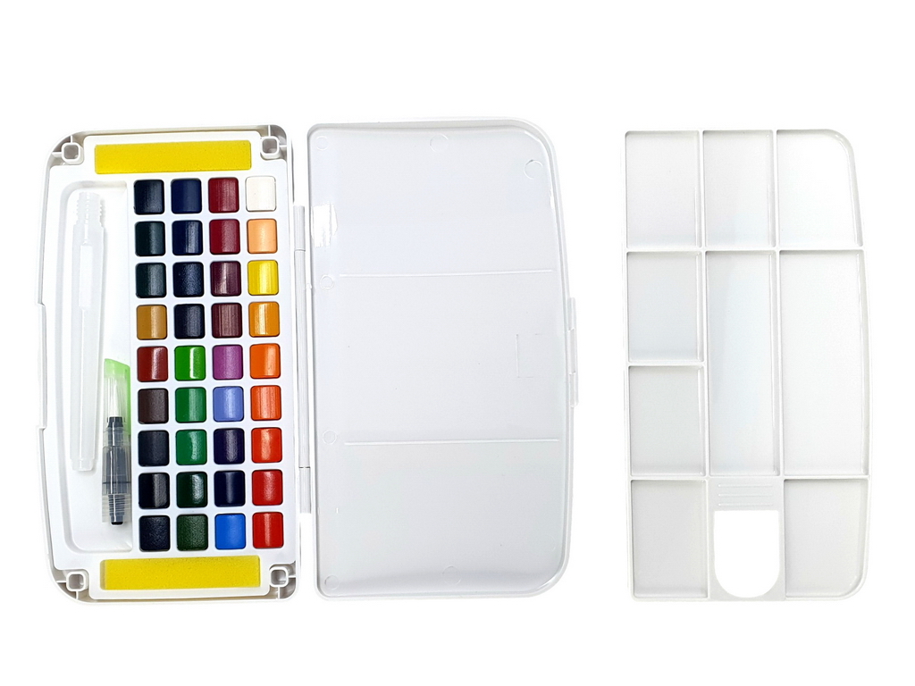 Краски сухие акварельные 36 цветов + кисточка резервуар Chroma. Marco E1050-36AB