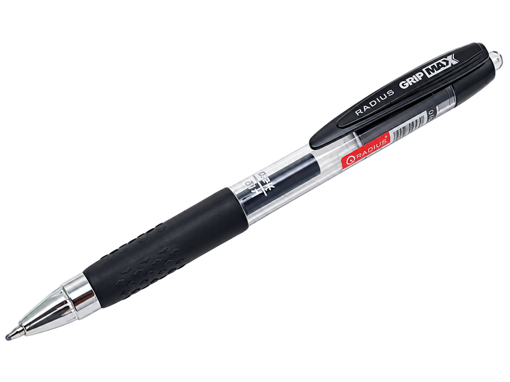 Ручка гелевая черная Grip Max, кнопочная, с резиновым грипом, Radius