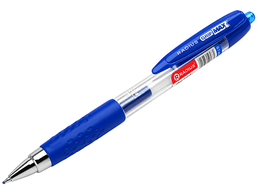 Ручка гелевая синяя Grip Max, кнопочная, с резиновым грипом, Radius