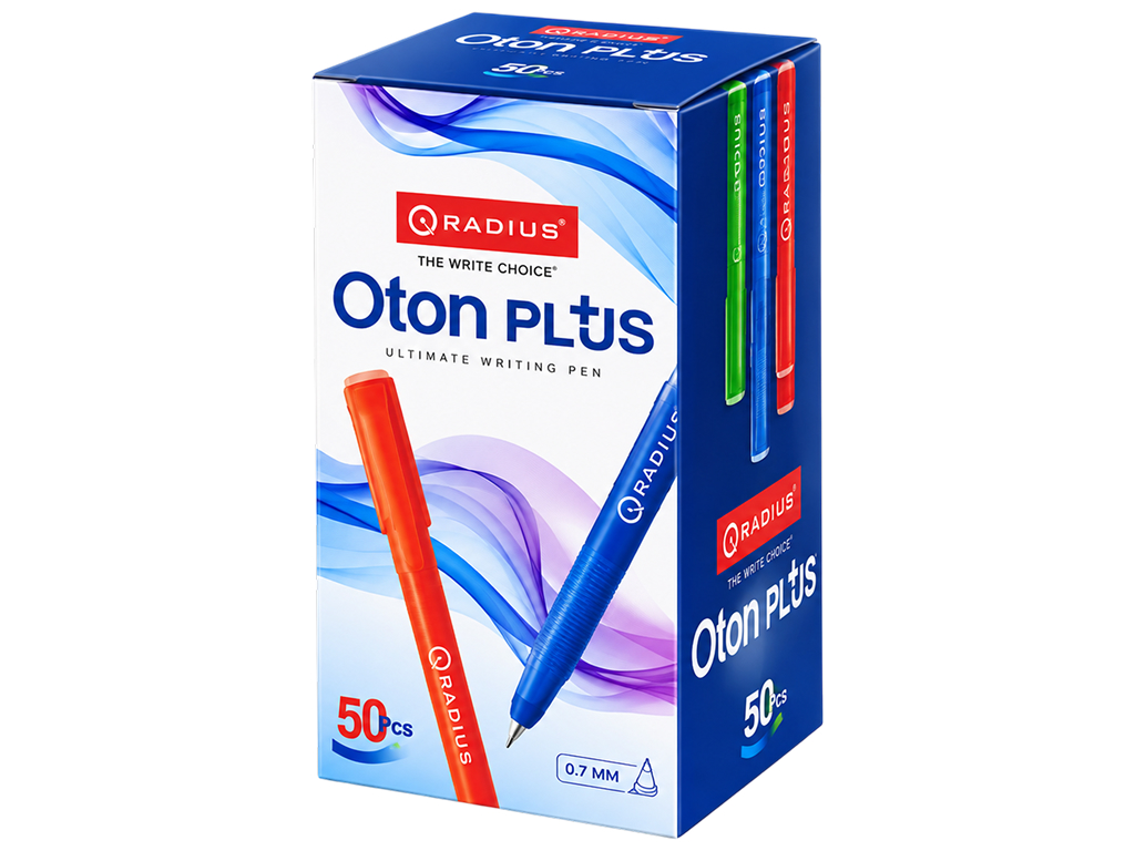 Ручка шариковая синяя Oton Plus, с колпачком, рельефный корпус, Radius, микс видов (цена за 1шт)