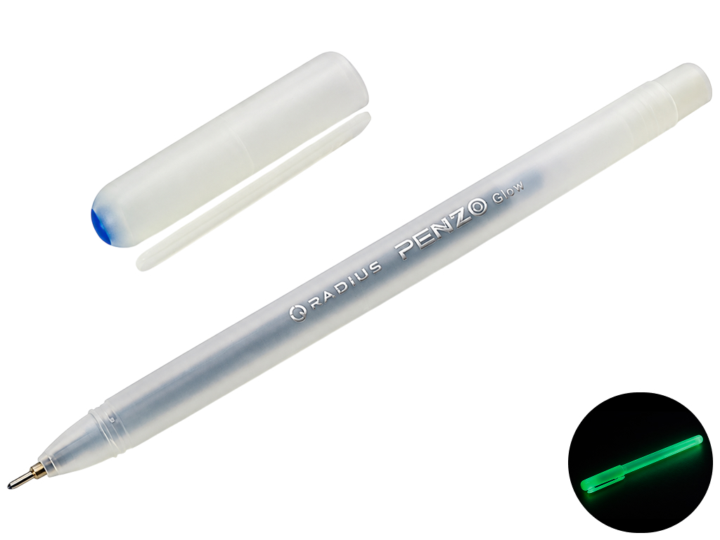 Ручка гелевая синяя Penzo Glow, люминесцентный корпус, с колпачком, Radius
