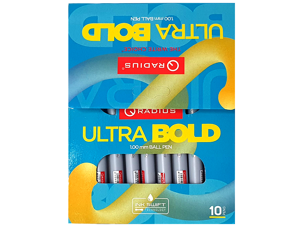 Ручка шариковая черная Ultra Bold, серая, с колпачком, рельефный грипп, Radius