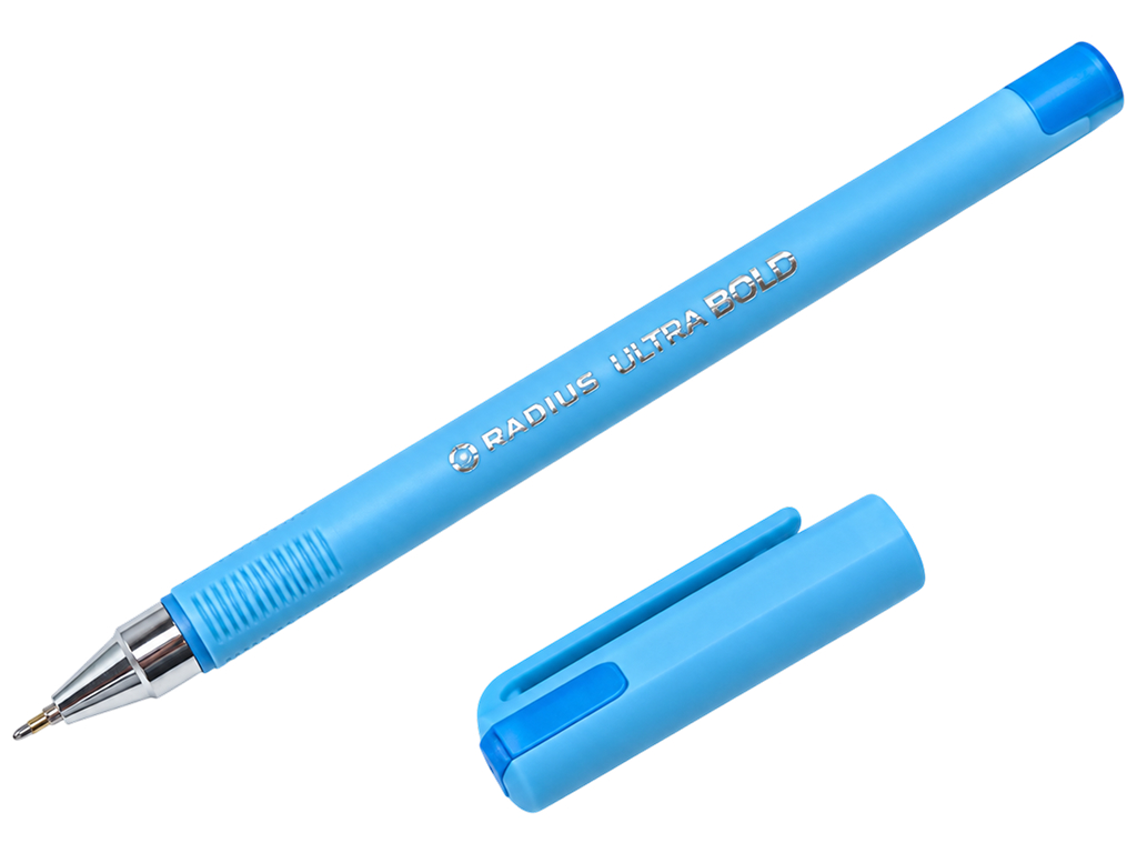 Ручка шариковая синяя Ultra Bold, с колпачком, рельефный грип, Radius