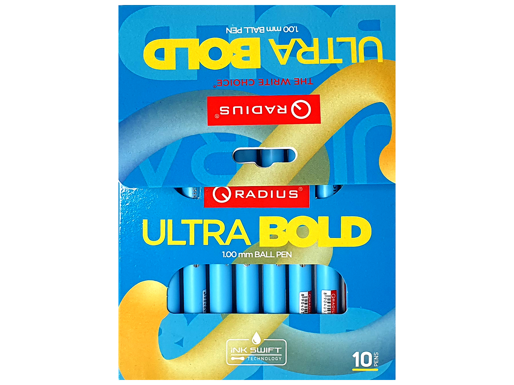 Ручка шариковая синяя Ultra Bold, с колпачком, рельефный грип, Radius