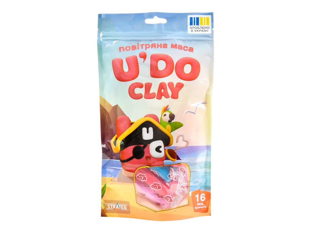 Повітряна маса для творчості U'DO Clay, 16 брикетів, 1х10гр., Strateg