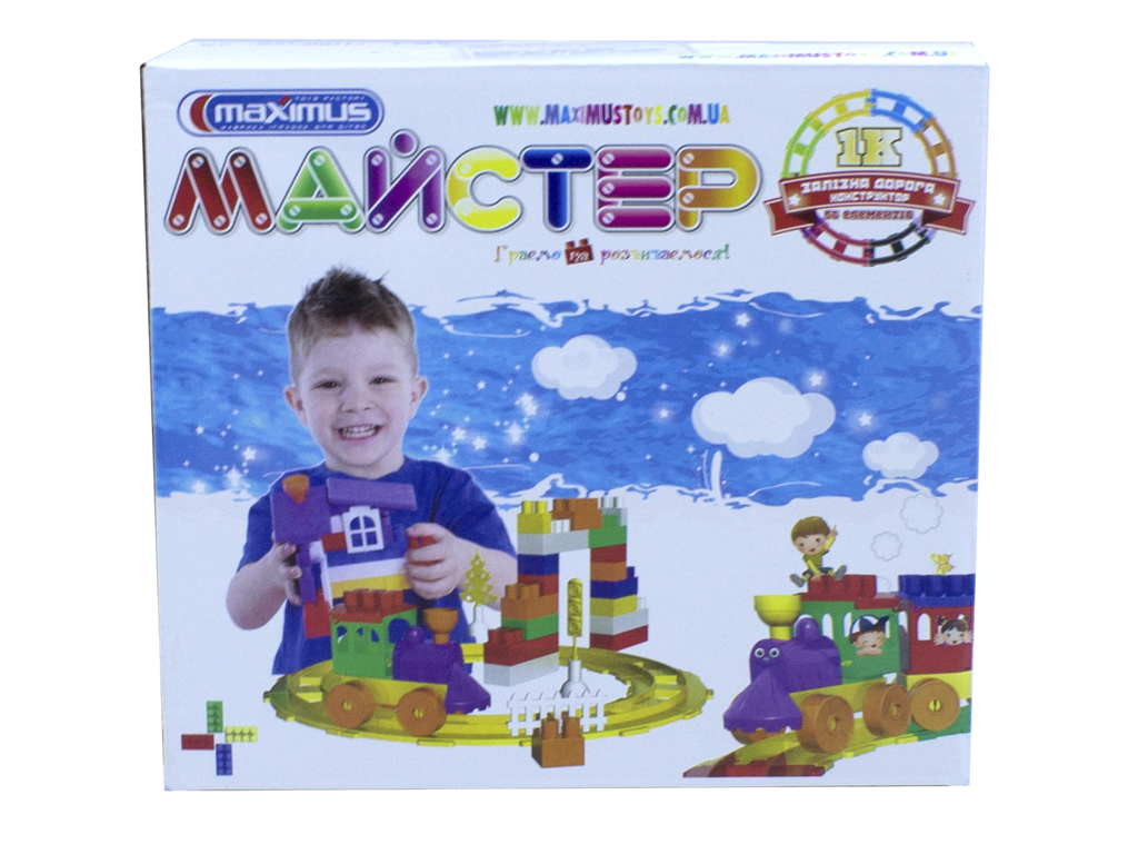 Конструктор залізна дорога Майстер 1К, 56 елементів, 30 см, Maximus